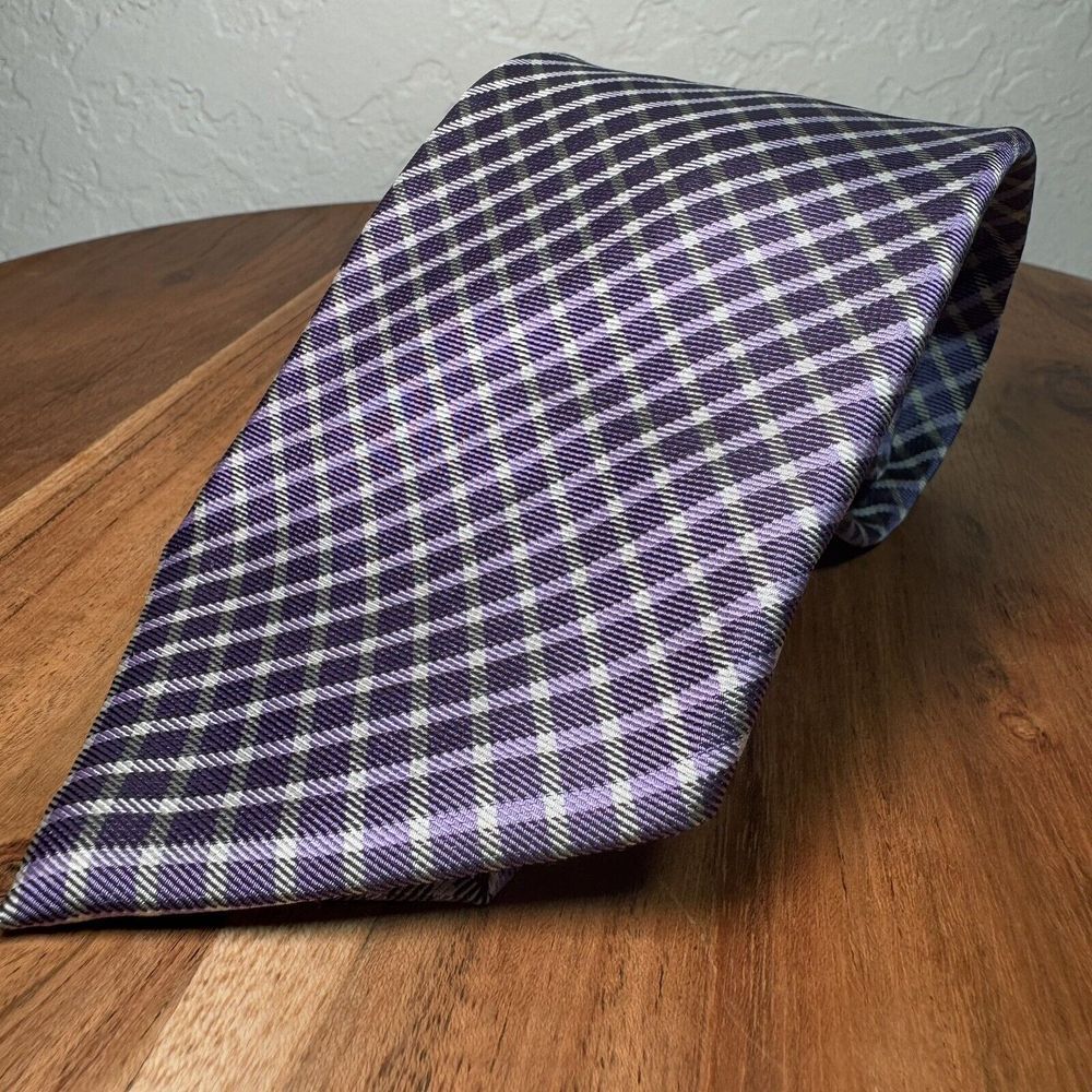 American Living 100% Silk Mens Formal Necktie 58"Lx3.5"W Purple and Green